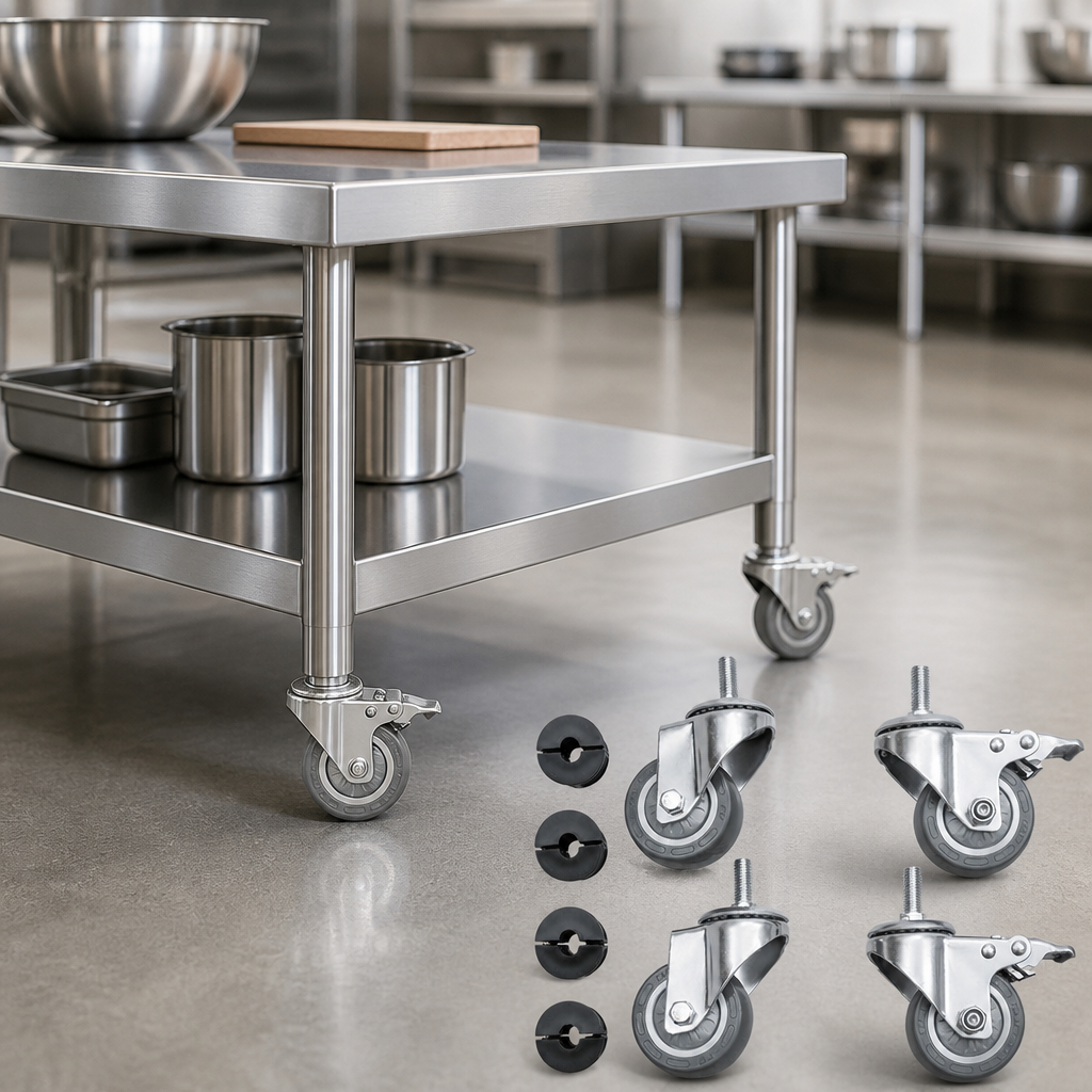 Commercial Stainless Steel Table Castors Set of 4