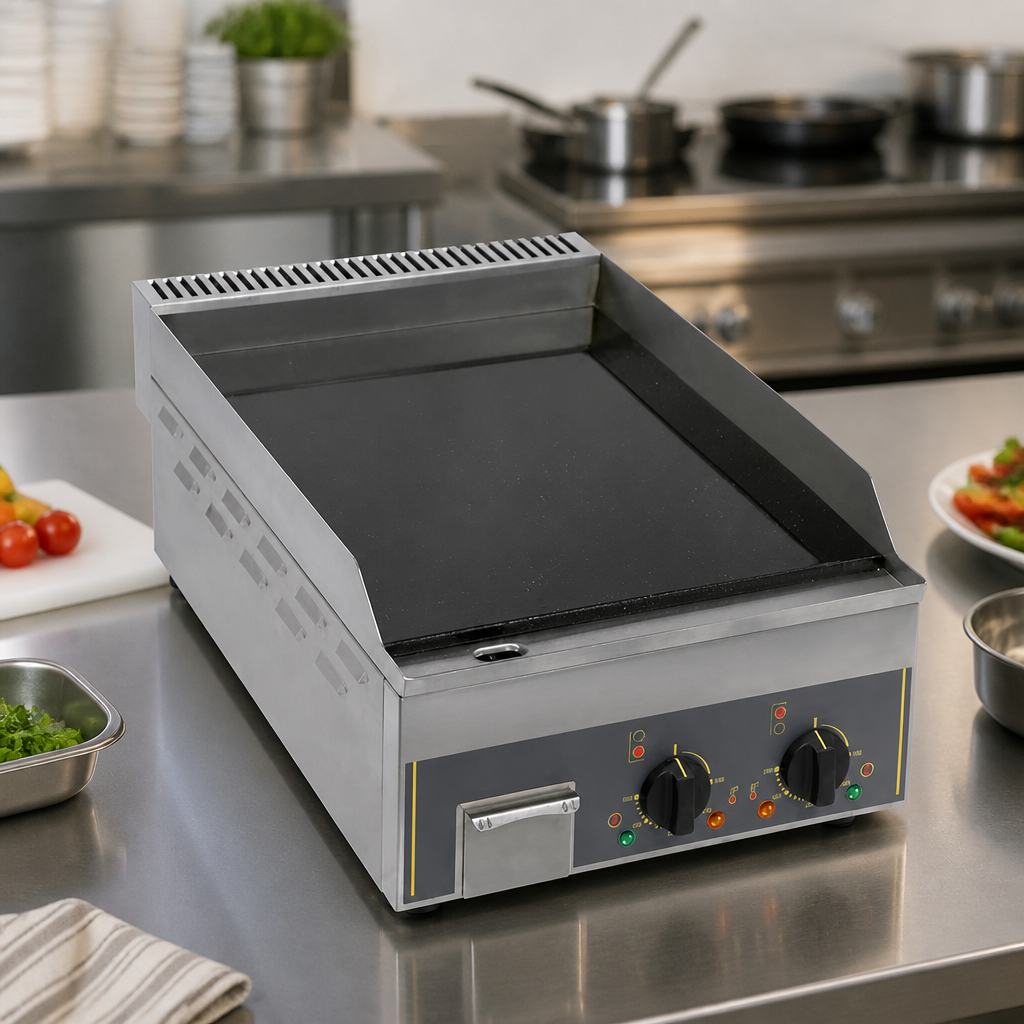 Double Zone Electric Griddle 365x545mm Commercial Steel Plate