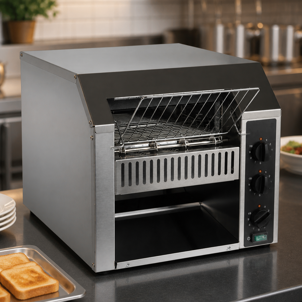 Commercial Conveyor Toaster with Manual Controls and Crumb Tray
