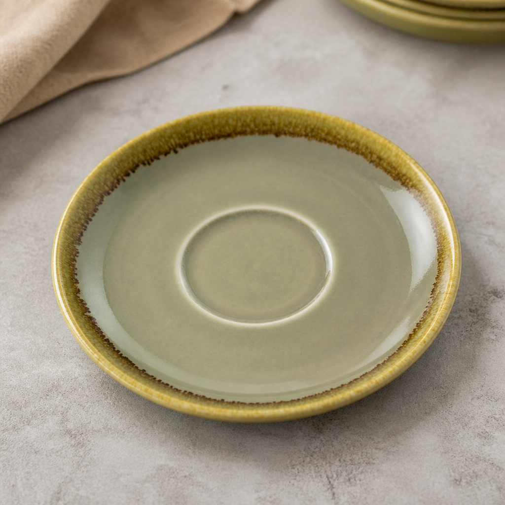 Commercial Porcelain Cappuccino Saucers 160mm Moss 6 Pack