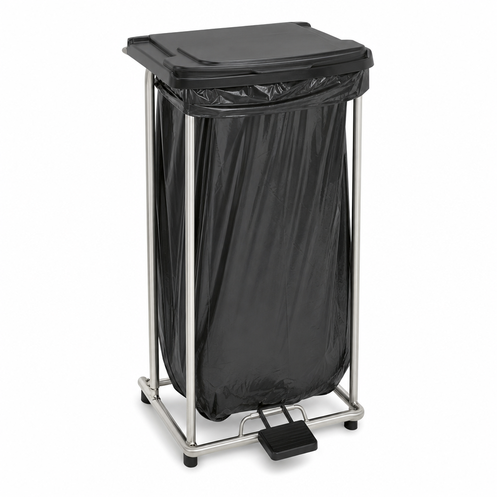 120L Mobile Plastic Bin Bag Holder with Foot Pedal