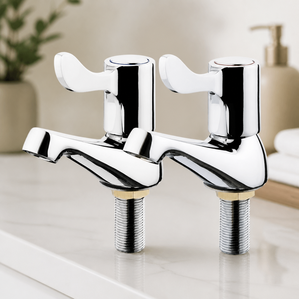 Commercial Sink Taps with Paddle Handles - 2 Pack Chrome Finish