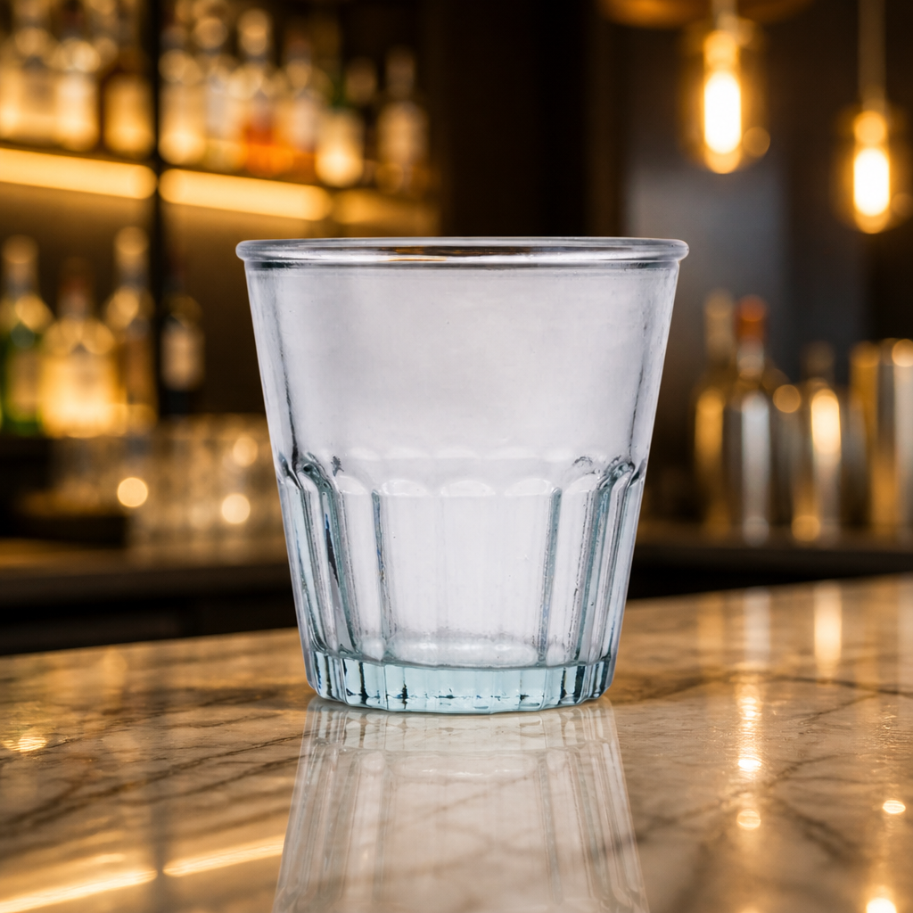Recycled Glass Fluted Rocks Tumblers 250ml - 6 Pack