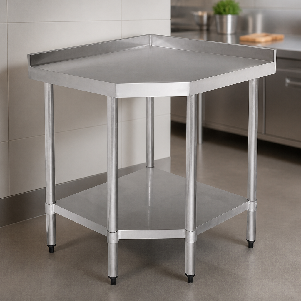 Commercial Stainless Steel Corner Table 700mm with Undershelf