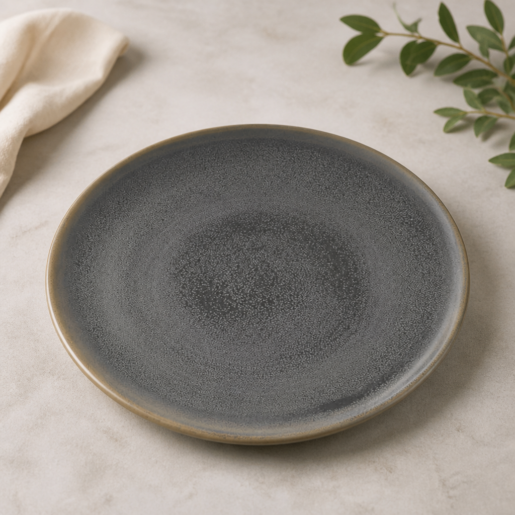 Evo Granite Flat Pizza Plates 318mm Vitrified Stoneware 4 Pack