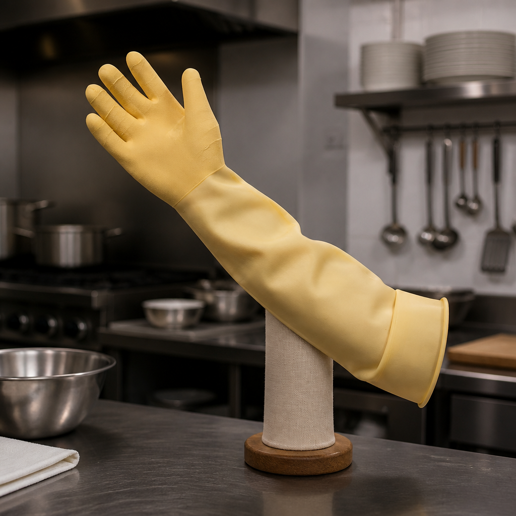 Heavy Duty Latex Cleaning Gloves 600mm Size 8 Pair