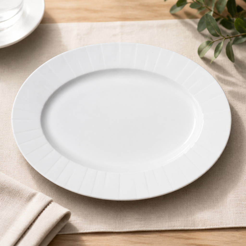 Commercial Oval Plates 330mm - Stackable 12 Pack