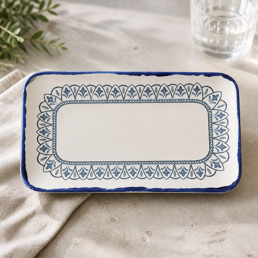Commercial Rectangular Plates 270x160mm Moresque Style 12 Pack