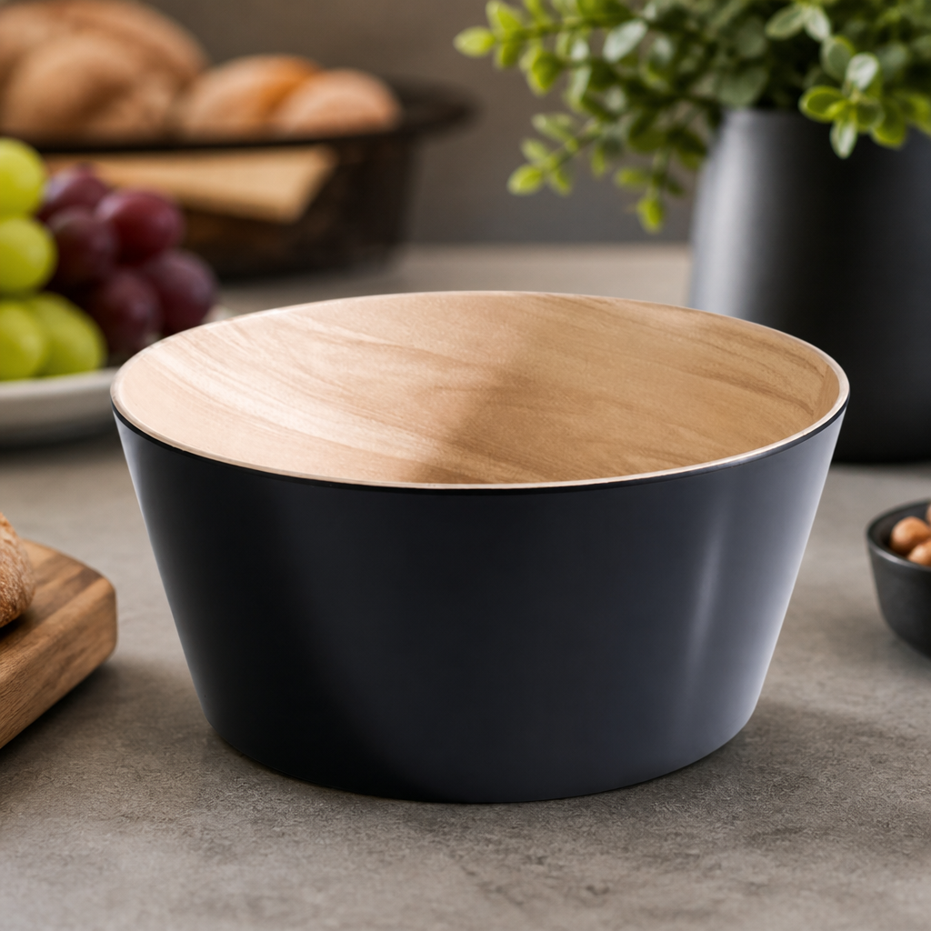 Commercial Melamine Bowl 125mm 2.5L Black Wood-Effect