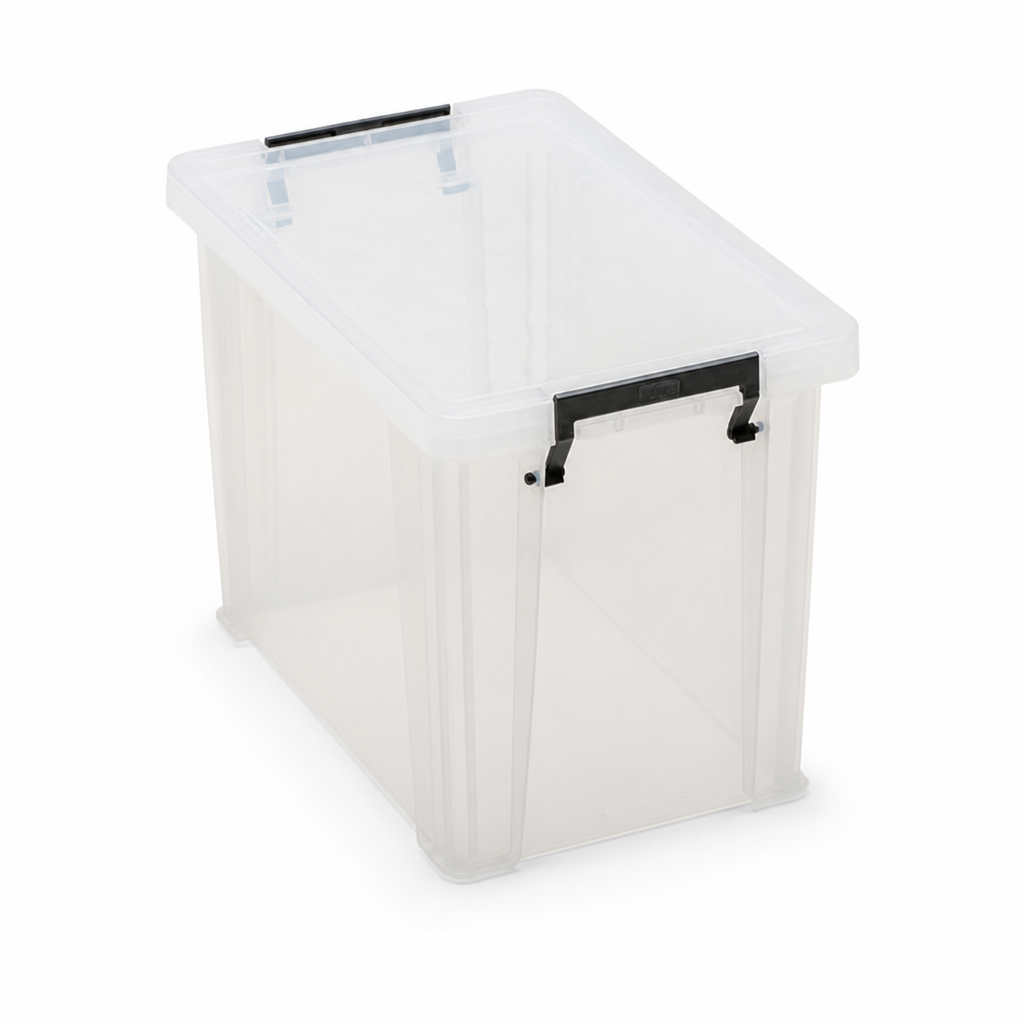 18.5L Clear Plastic Storage Box with Grey Handles