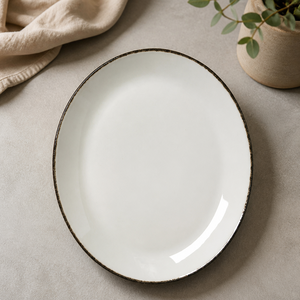 Commercial Charcoal Dapple Oval Coupe Plates 305mm 12 Pack