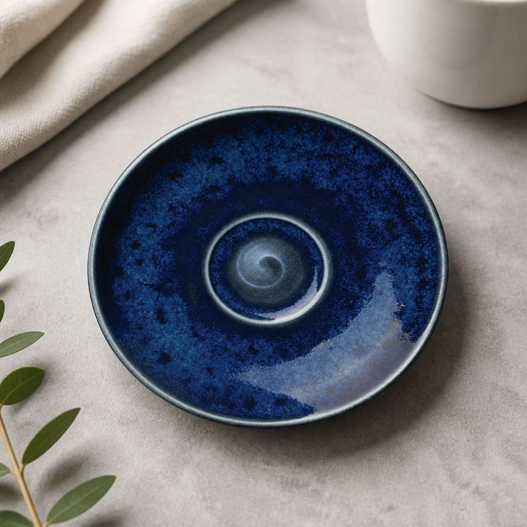 Commercial 125mm Blue Saucers - 12 Pack Alumina Ceramic