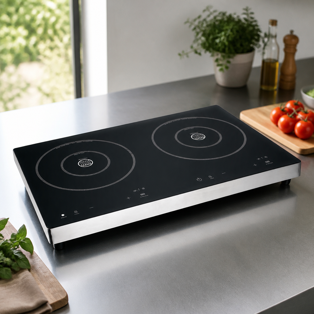 Commercial Double Induction Hob 3kW Electric Stainless Steel