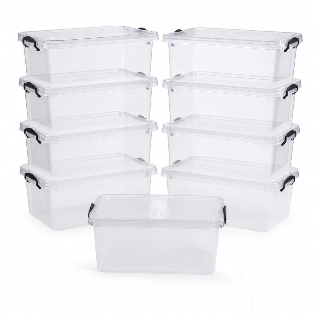 19 Litre Clear Plastic Storage Boxes Pack of 10