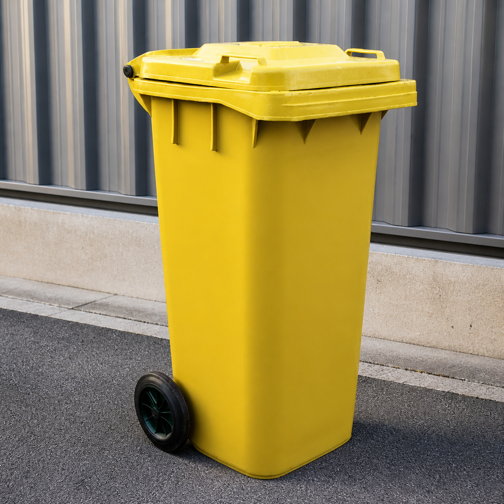 120L Commercial Yellow Wheelie Bin for Waste Management