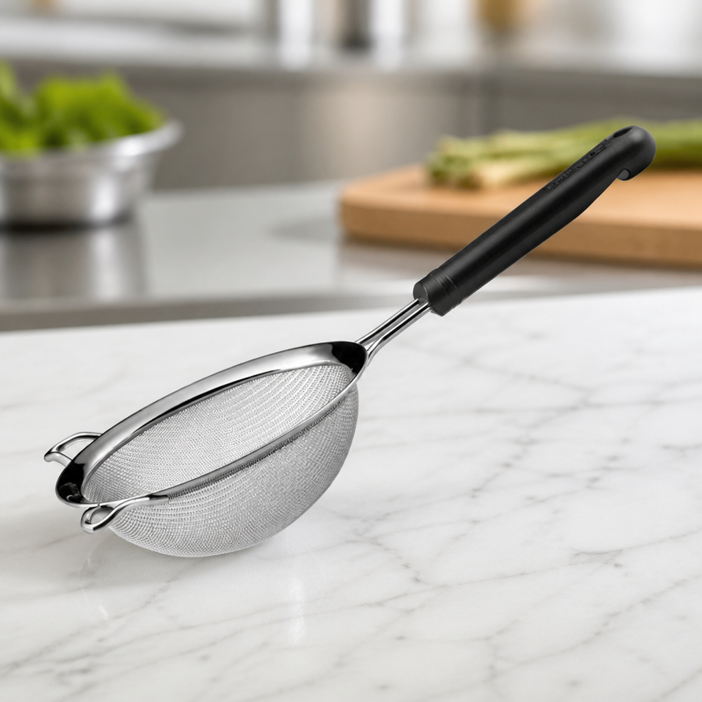 140mm Commercial Stainless Steel Strainer with Ergonomic Handle
