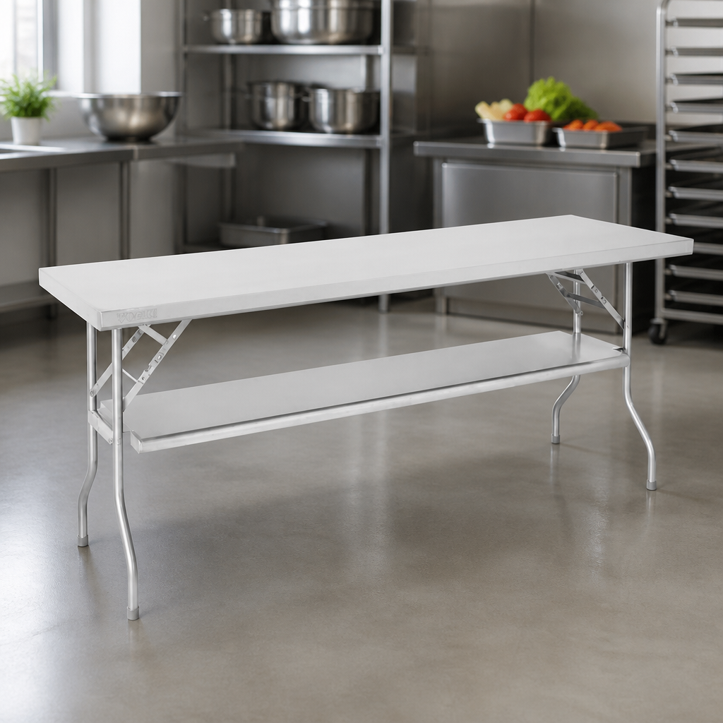 Commercial Stainless Steel Folding Work Table 1830x760mm