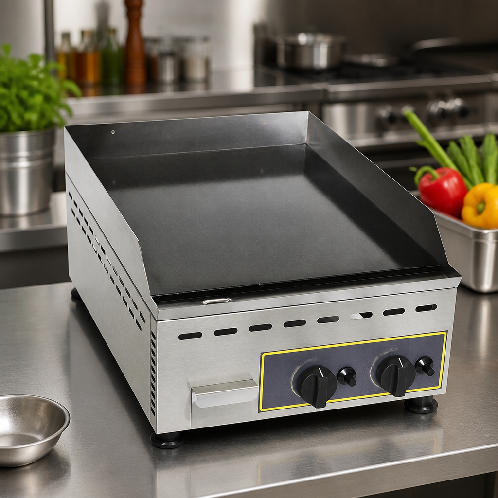 Double Zone Gas Griddle 365x545mm Commercial Steel Plate