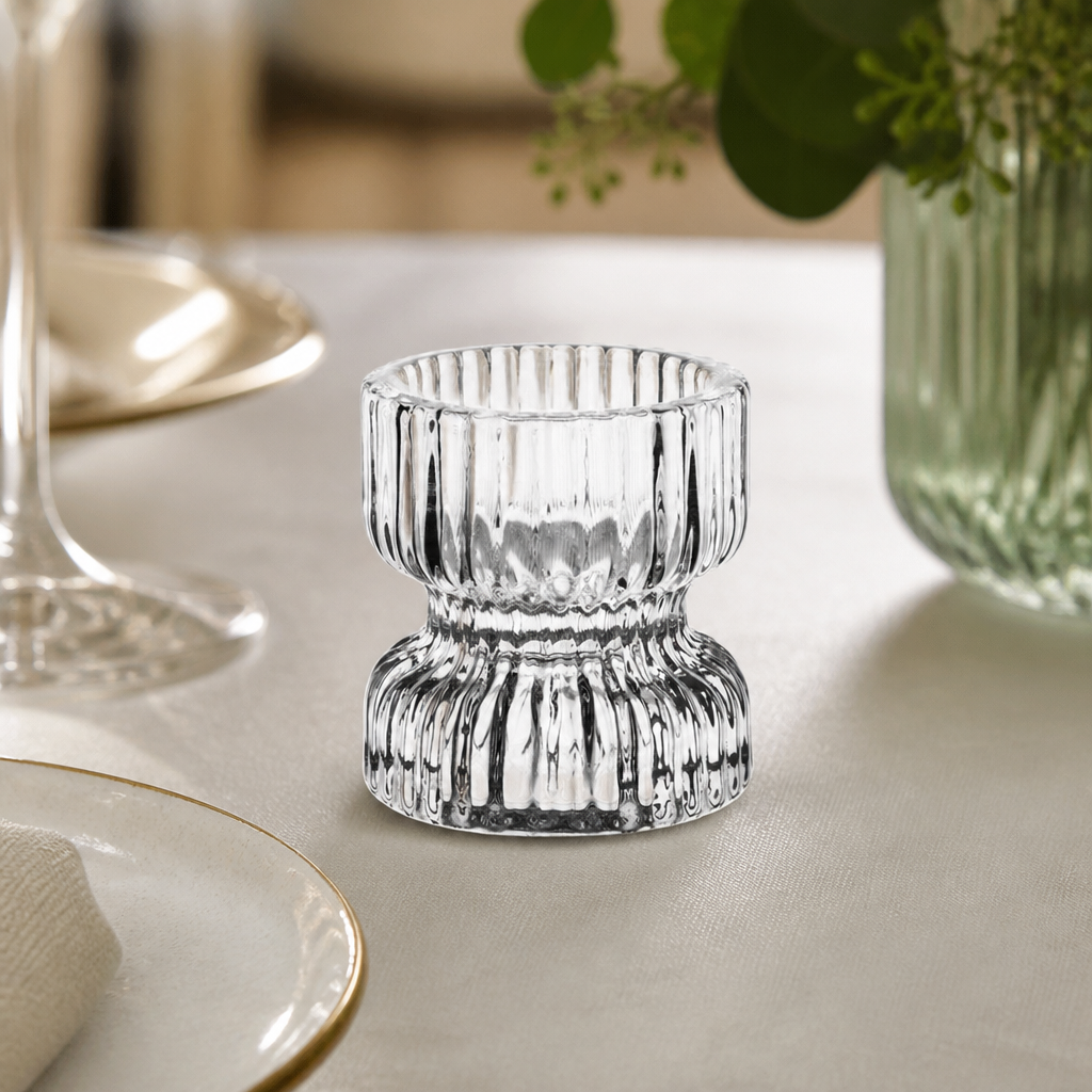 Ridged Glasses Tealight/Candles Holders 52x52mm (6 Pack)