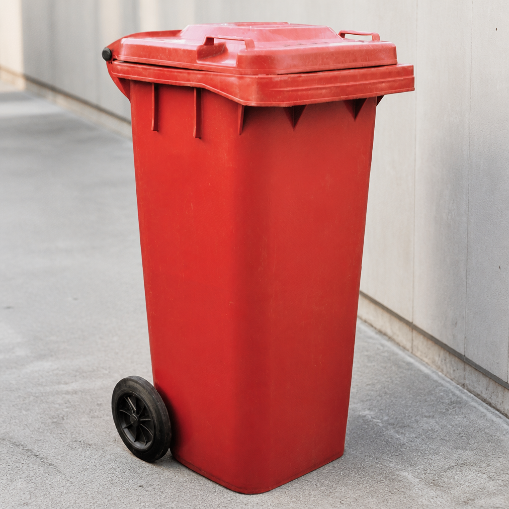 120L Red Wheelie Bin for Commercial Waste Management
