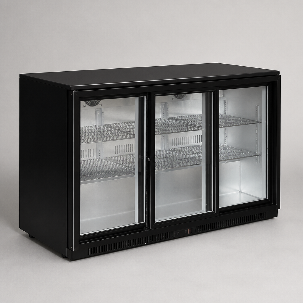 Commercial Back Bar Cooler 330Ltr Sliding Door Beer Fridge