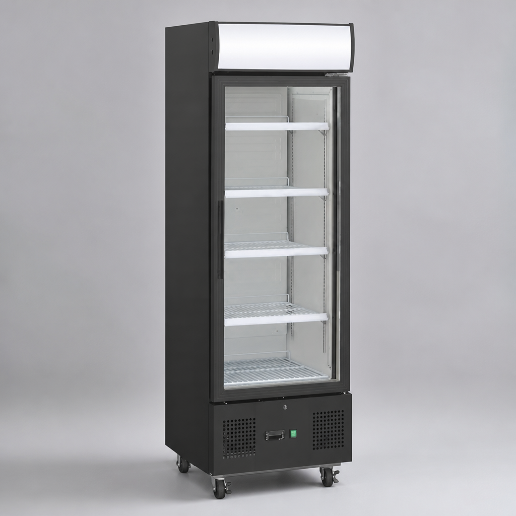 Commercial Upright Display Fridge 218L Capacity Black Finish
