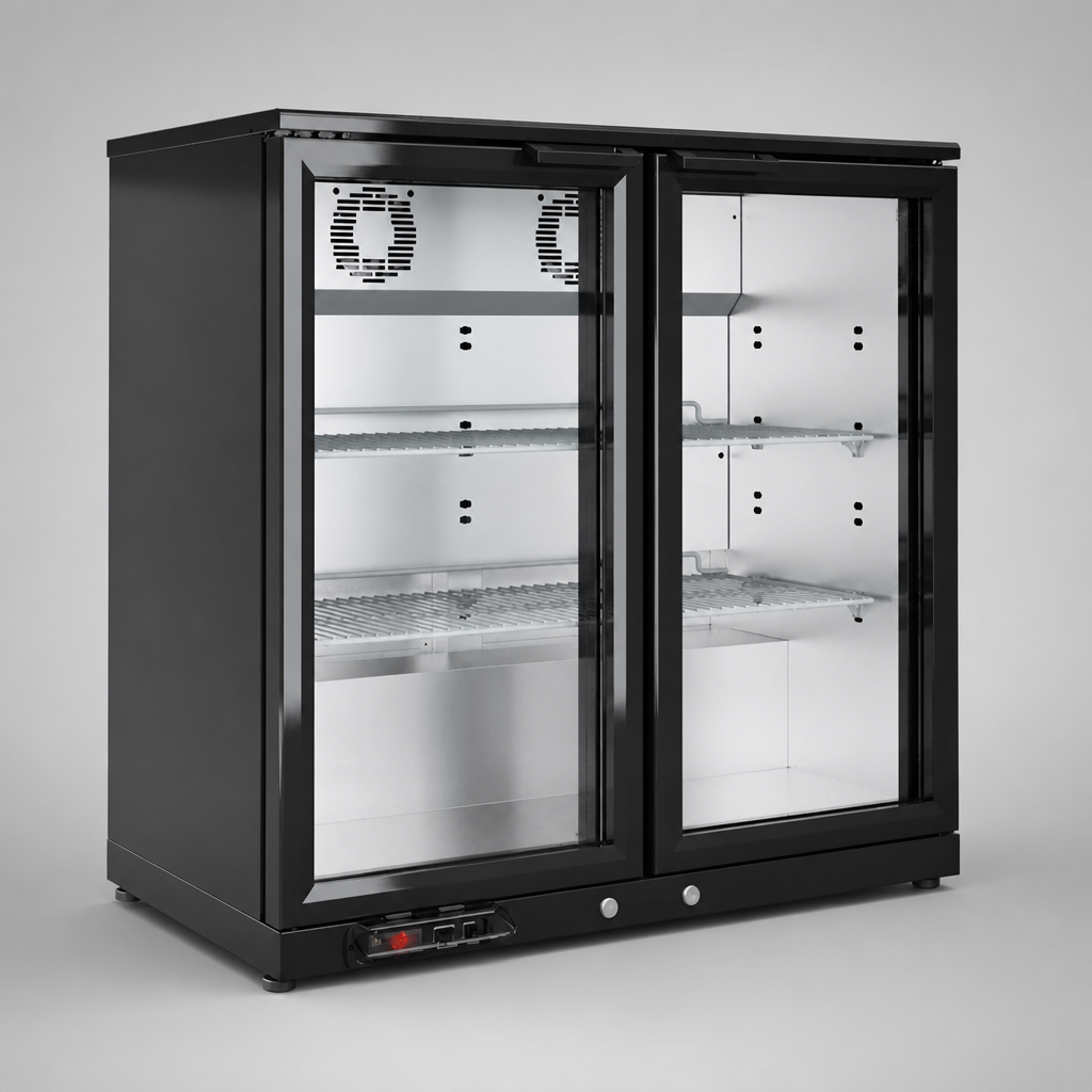 Commercial Back Bar Cooler 225Ltr with 2 Doors Galvanised Steel