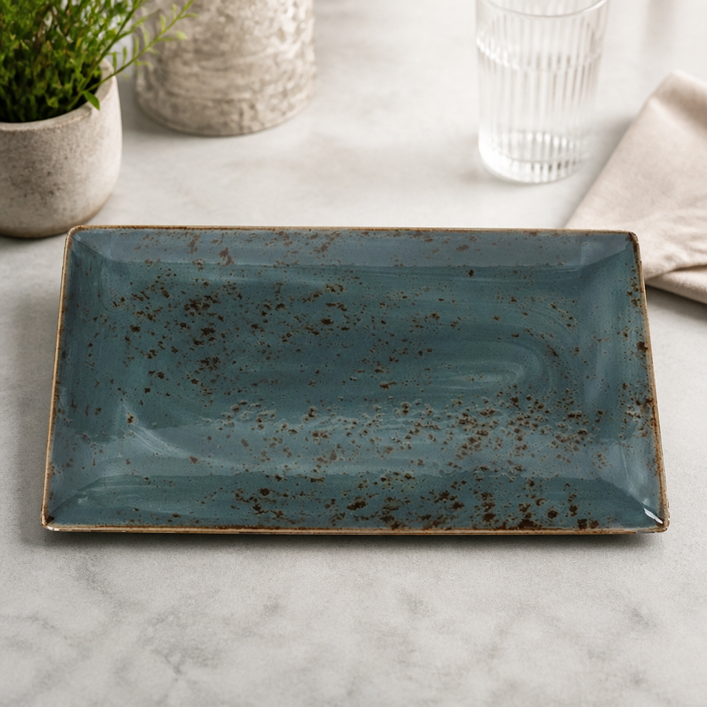 Commercial Rectangular Platter 330x190mm Blue 6 Pack