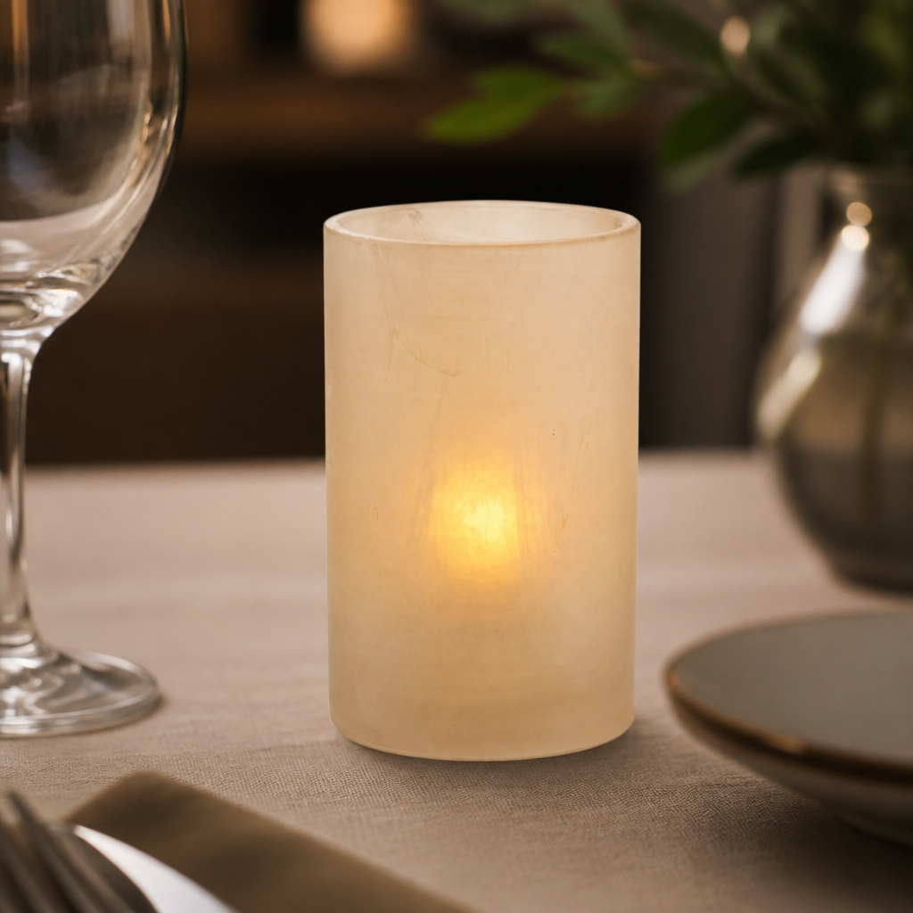 Commercial Table Lamps Amber Satin Glasses 73mm x 114mm 6 Pack