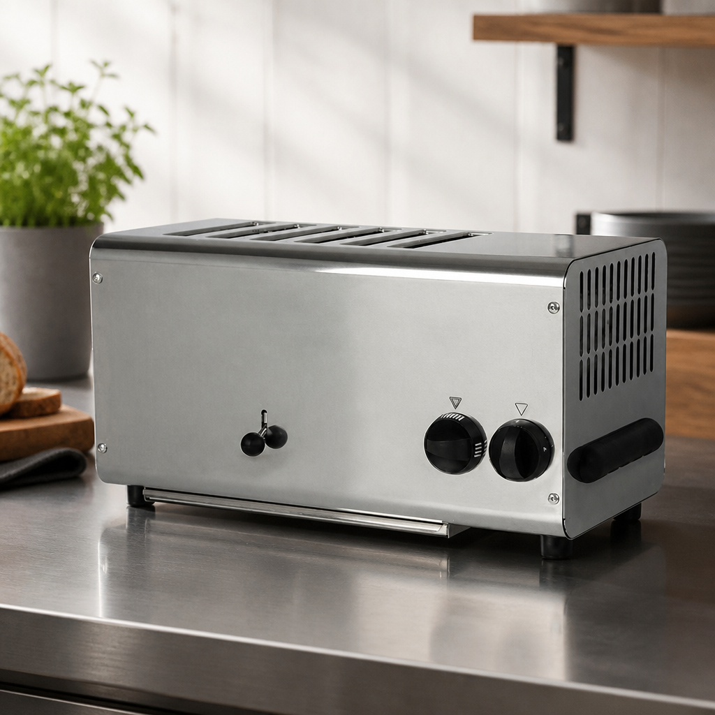 Commercial 6 Slice Toaster with Front Lever and Stainless Steel Finish