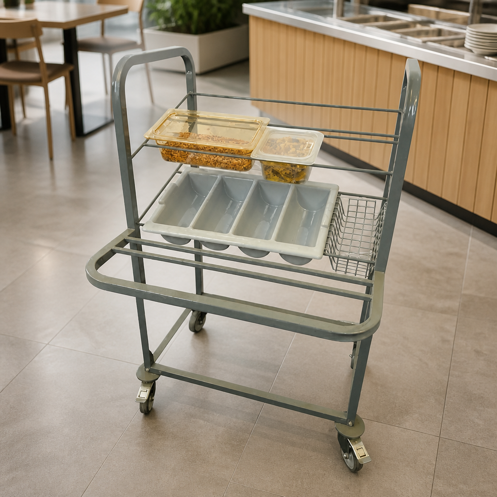 Commercial Cutlery and Tray Dispense Trolley for 100 Trays