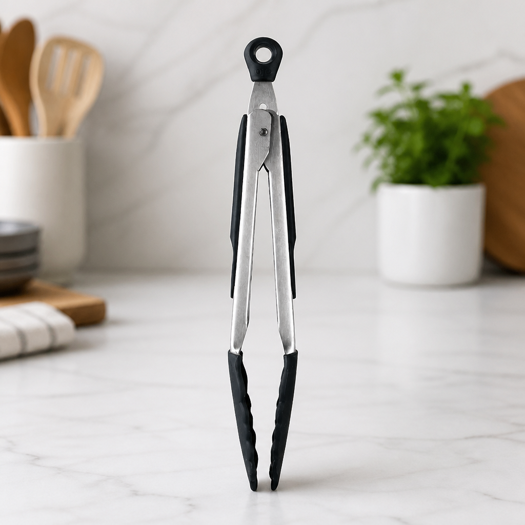 9" Commercial Locking Tongs with Silicone Heads for Food Prep