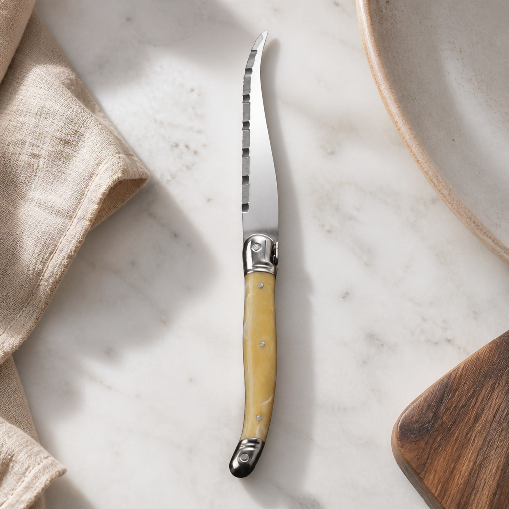 Commercial Serrated Steak Knives Set of 6 with Horn Handle