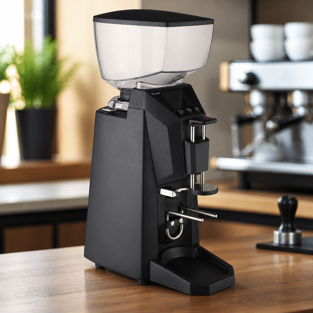 Commercial Coffee Grinder 25kg/hr with Tamper Black