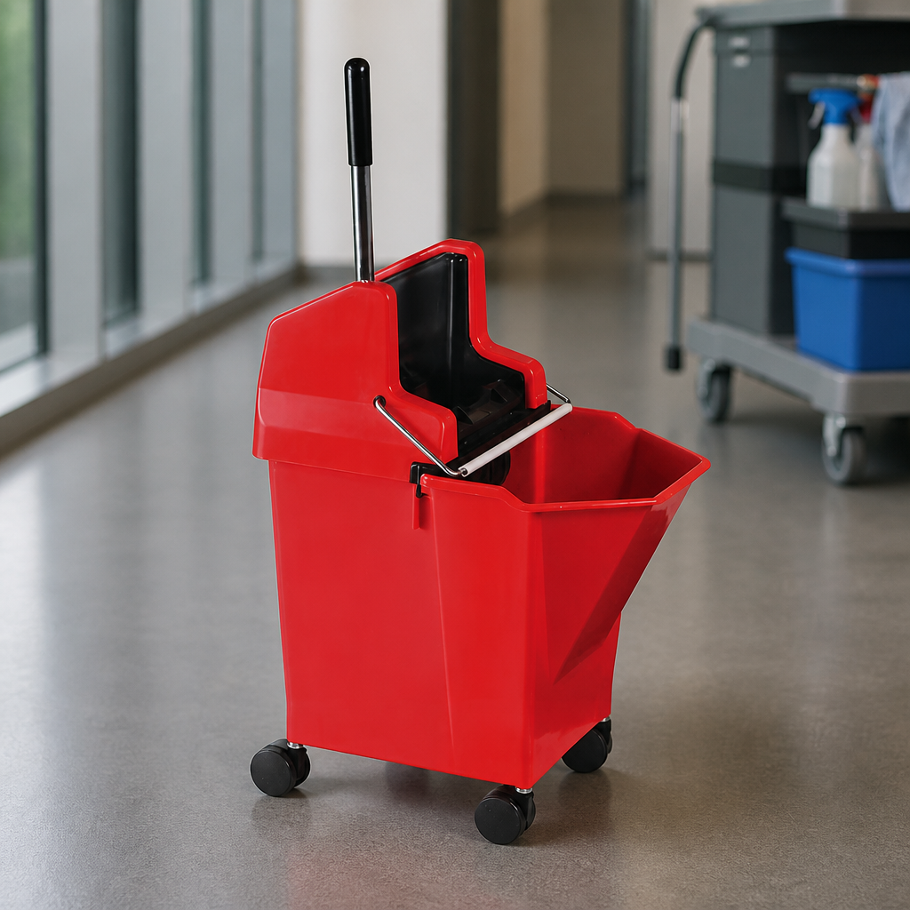 Commercial Mop Bucket and Wringer 9Ltr Red Cleaning System