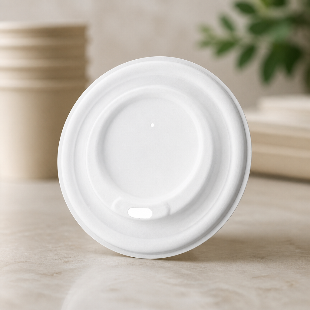 Compostable Bagasse Coffee Cup Lids 340ml 1000 Pack Disposable