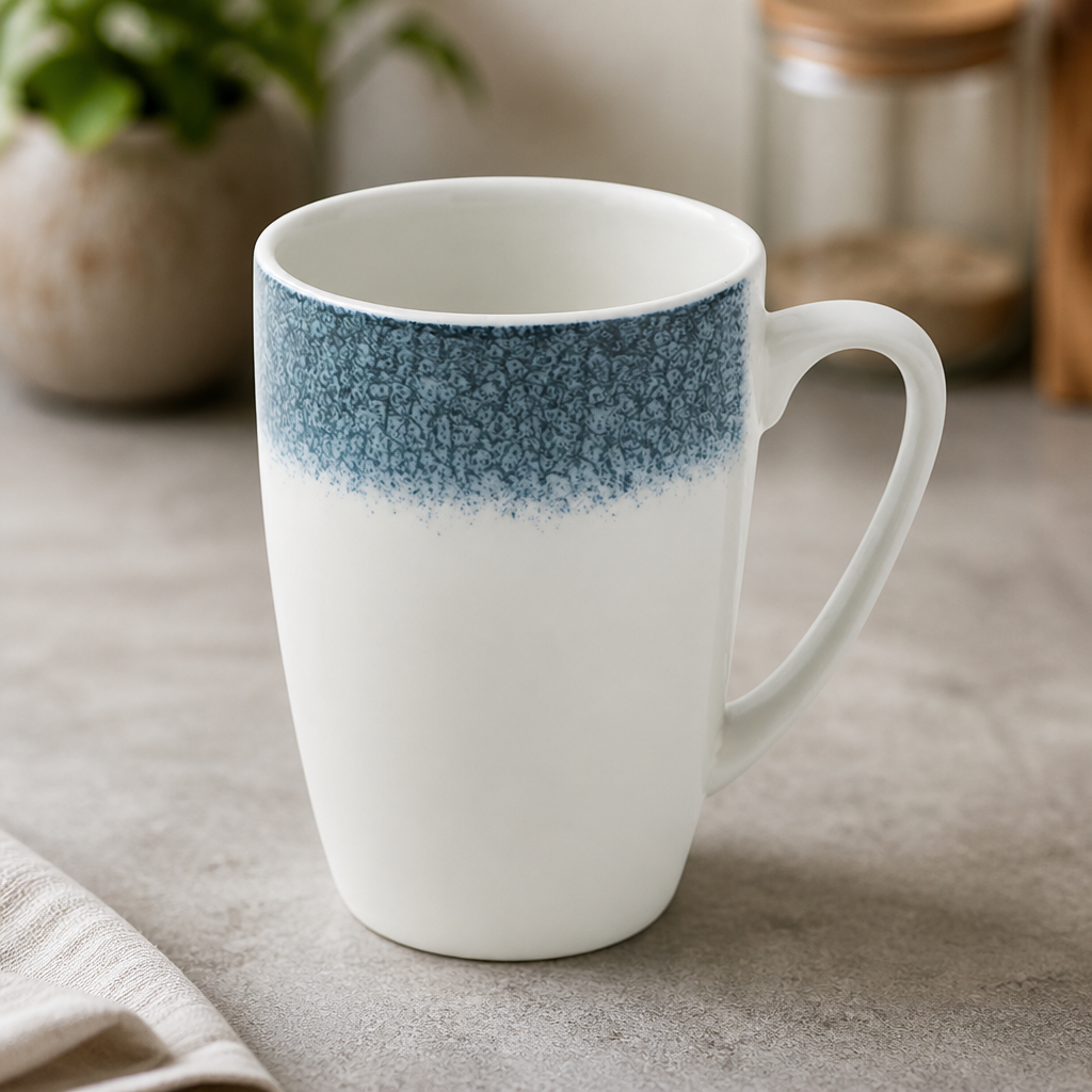 Set of 12 Commercial Porcelain Mugs 12oz in Topaz Blue