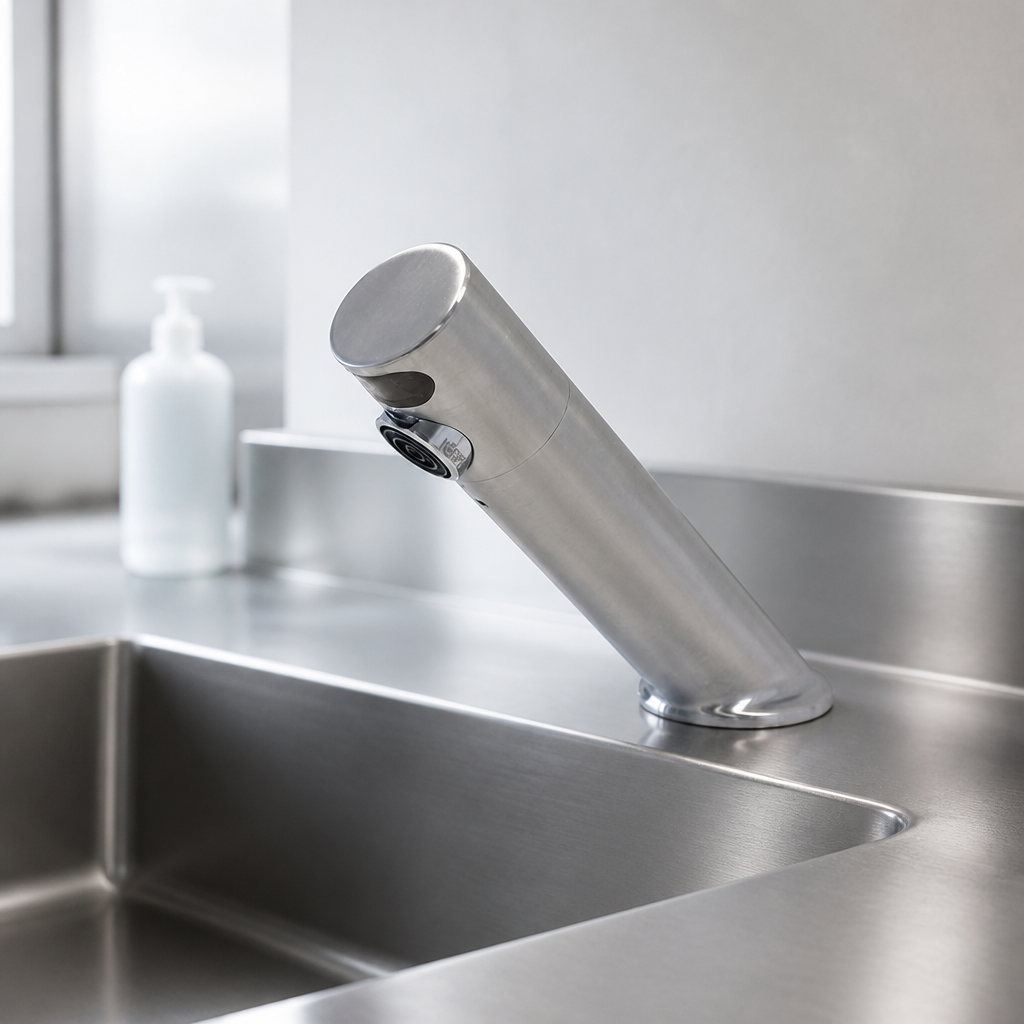 Commercial No-Touch Sink Tap with Antimicrobial Outlet