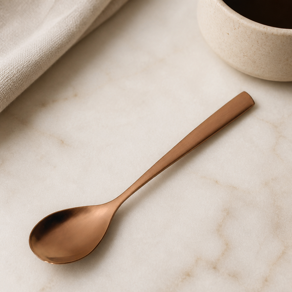 Copper Coffee Spoons Set of 12 - Modern Stainless Steel Cutlery