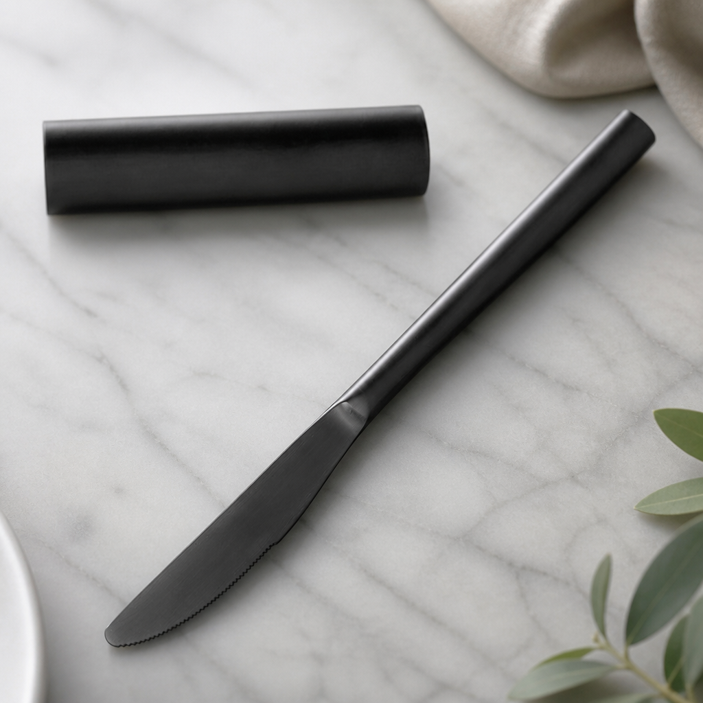 Black dessert knives set of 12 - stainless steel cutlery