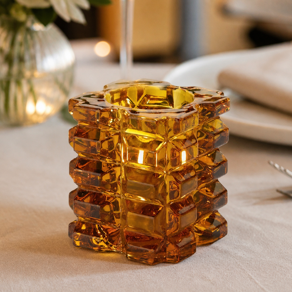 Commercial Amber Glass Votive Candles 76x83mm 6 Pack