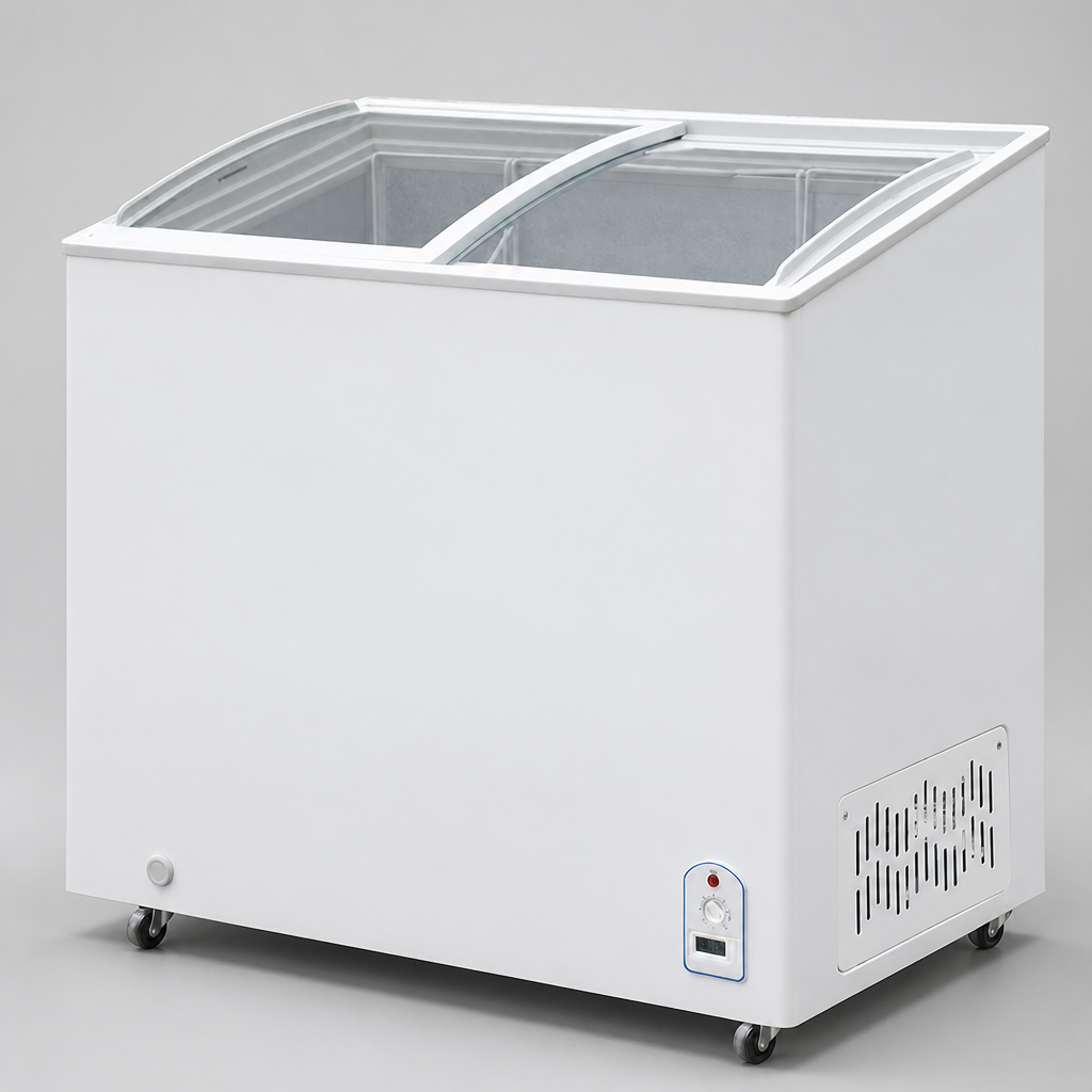 Commercial Glass Door Display Chest Freezer 200Ltr