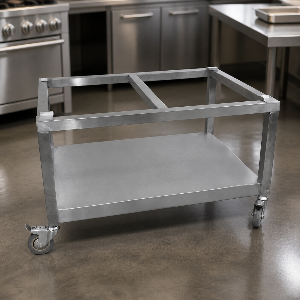 Commercial Mobile Table for Grill with Storage Shelf