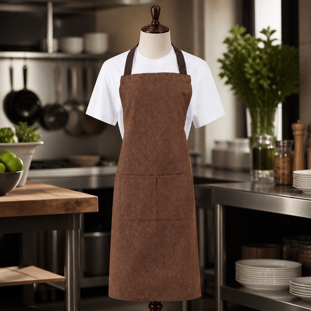 Commercial Cotton Denim Bib Apron 700mm x 1000mm Tan