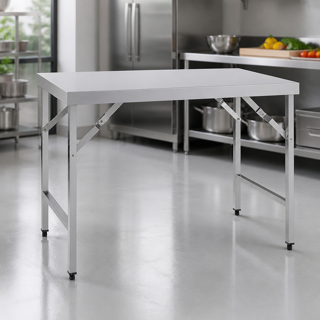 Commercial Stainless Steel Folding Table 1200mm Portable Surface