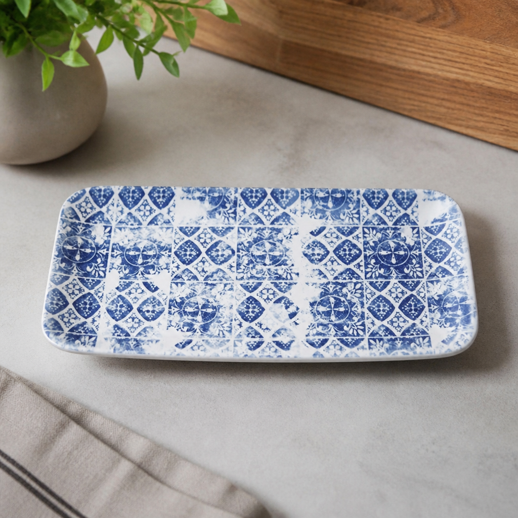 Commercial Rectangular Platters Porto Blue 215mm 6 Pack