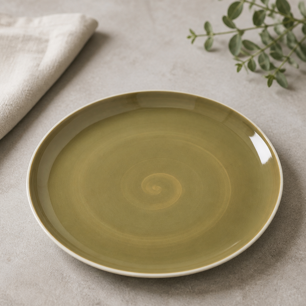 Commercial Coupe Plates 252.5mm Olive 12 Pack for Catering