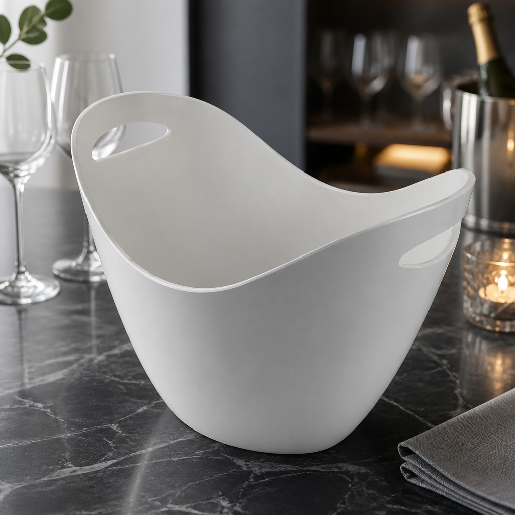White Plastic Wine Cooler 8L Capacity Champagne Bucket