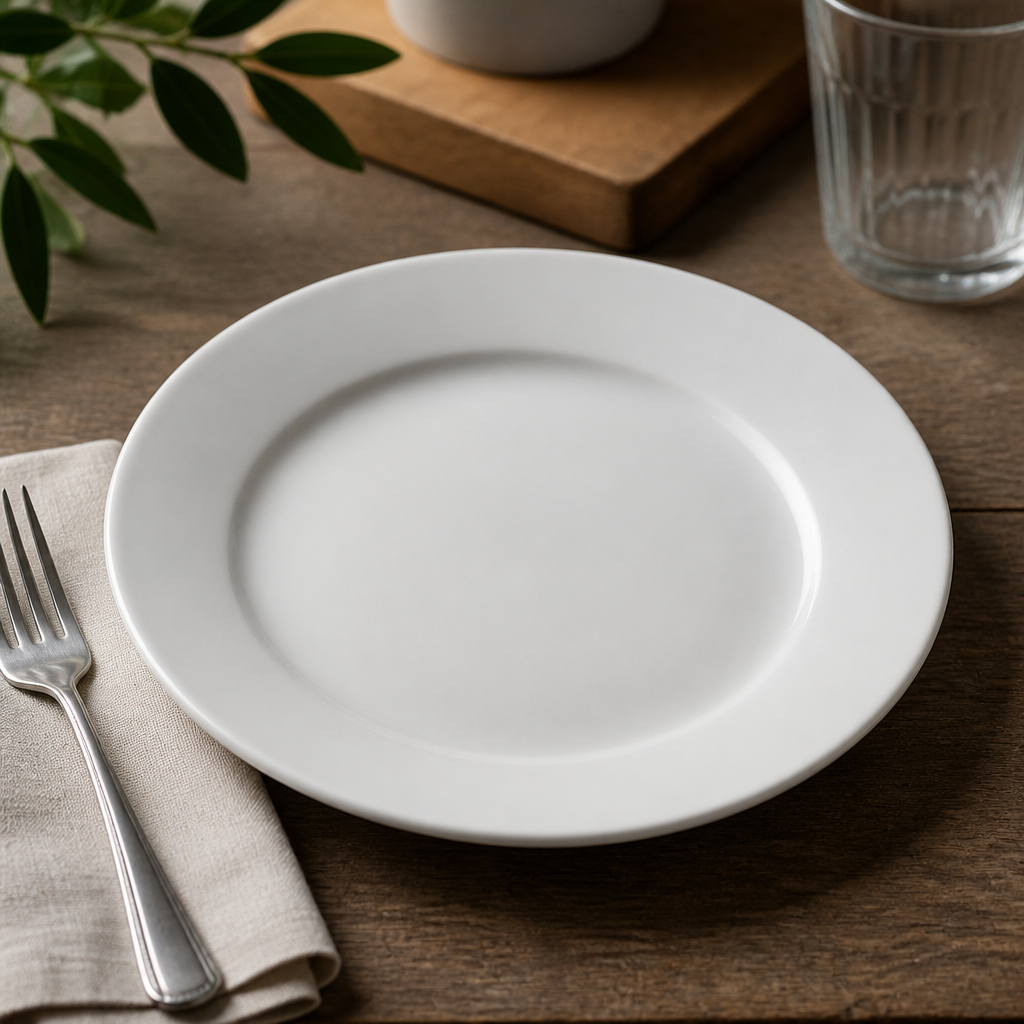 Commercial Wide Rimmed Plates 228mm Pack of 12 Porcelain