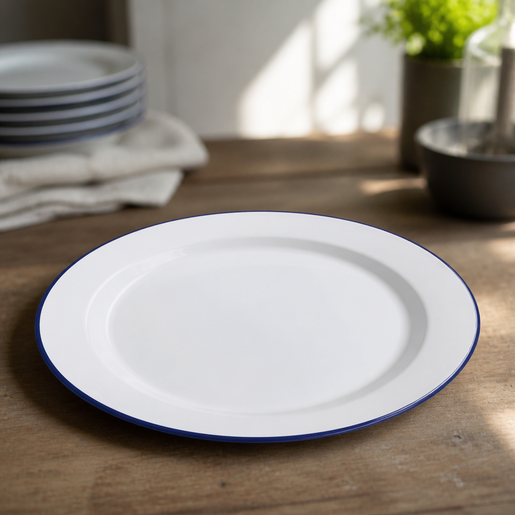 Commercial Enamel Dinner Plates 300mm - 6 Pack Set